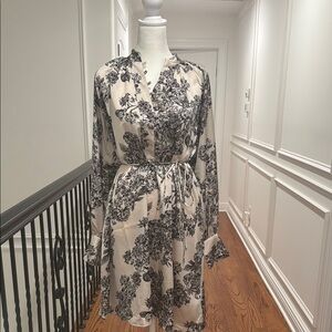 H&M Black and Cream Floral Dress